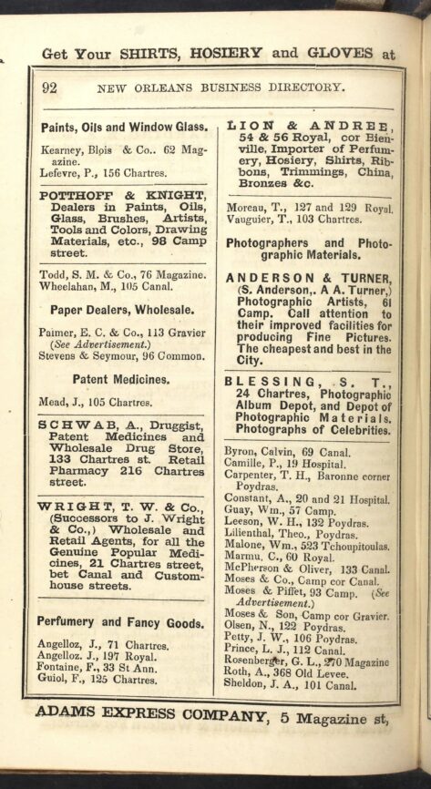Page from a historic business directory listing local companies