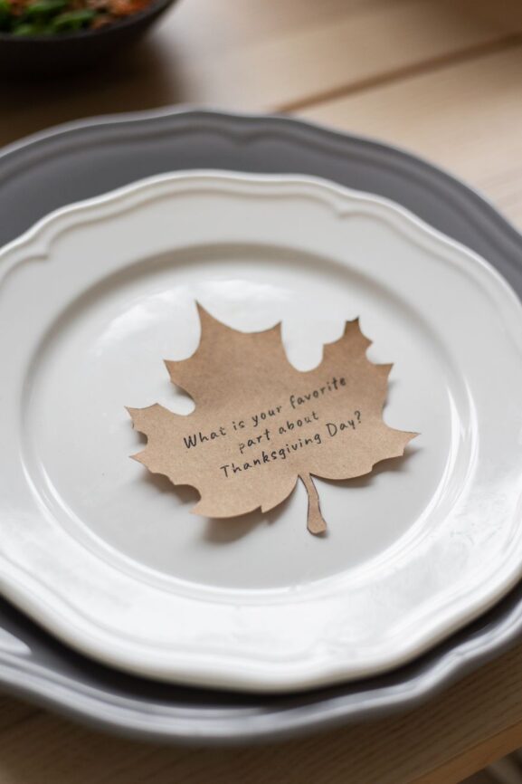 creative postcard placed on plate