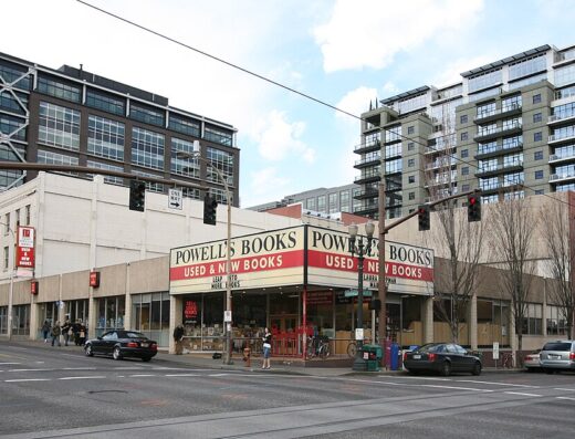 Exterior of Powell's City of Books on West Burnside Street in Portland, Oregon